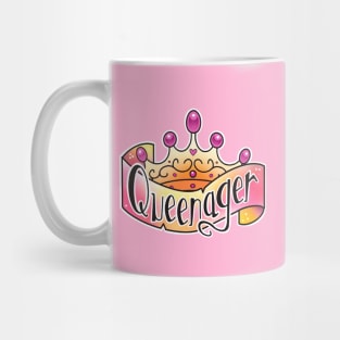 queenager tattoo banner and tiara Mug